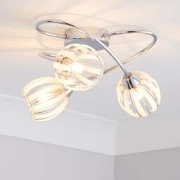 Rosa 3 Light Chrome Semi Flush Ceiling Light - thumbnail 1