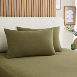 Elements 100% Cotton Jersey Plain Standard Pillowcase Pair - thumbnail 1