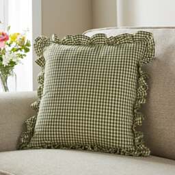 Gingham Frill Cotton Square Cushion Cover - thumbnail 1