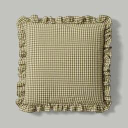 Gingham Frill Cotton Square Cushion Cover - thumbnail 3