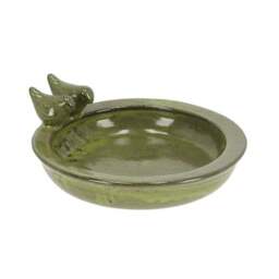 Fallen Fruits Green Ceramic Round Bird Bath - thumbnail 2