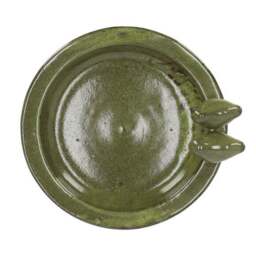 Fallen Fruits Green Ceramic Round Bird Bath - thumbnail 3