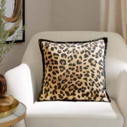 Leopard Print Square Cushion Cover - thumbnail 1