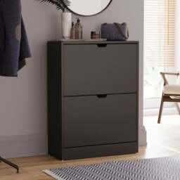 Vida Designs 2 Tier Slot Handle Shoe Cabinet - thumbnail 1