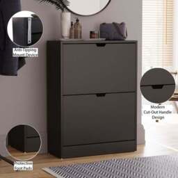 Vida Designs 2 Tier Slot Handle Shoe Cabinet - thumbnail 5