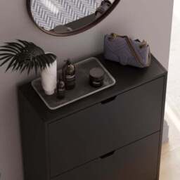 Vida Designs 2 Tier Slot Handle Shoe Cabinet - thumbnail 2