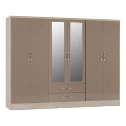 Nevada 6 Door 2 Drawer Wardrobe - thumbnail 2