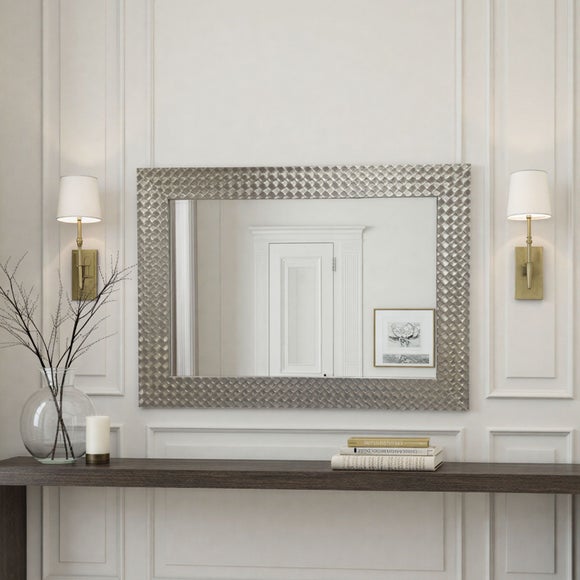 Yearn Hammered Frame Bevelled Rectangle Wall Mirror - image 1