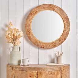Newborough Burr Wood Effect Round Wall Mirror - thumbnail 1