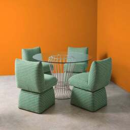 Yinka Ilori Swivel Dining Chair, Sweet Flows Green Fabric - thumbnail 2