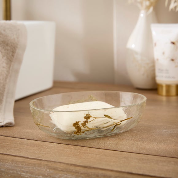 Glass Pressed Flowers Soap Dish - image 1