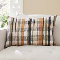 Woven Check Cushion Brown - thumbnail 1