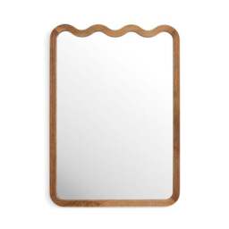 Rosa Mango Wood Ribbed Wiggle Rectangle Wall Mirror - thumbnail 3