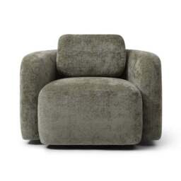 Max Olive Distressed Chenille Curved Swivel Accent Chair - thumbnail 6