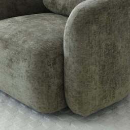 Max Olive Distressed Chenille Curved Swivel Accent Chair - thumbnail 3