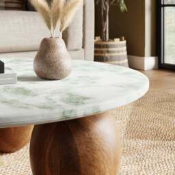Buffie Coffee Table, Marble and Mango Wood - thumbnail 2