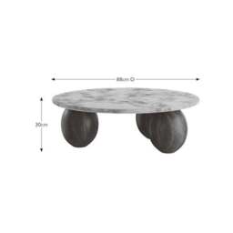 Buffie Coffee Table, Marble and Mango Wood - thumbnail 6