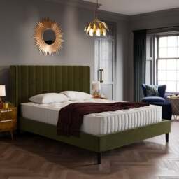 Alara Pleated Velvet Bed Frame - thumbnail 1