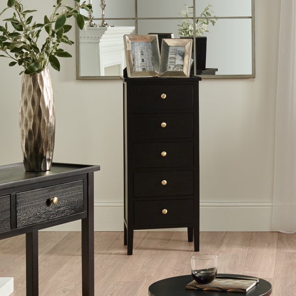 Pacific Chelmsford 5 Drawer Chest, Black Painted Pine - image 1