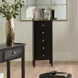Pacific Chelmsford 5 Drawer Chest, Black Painted Pine - thumbnail 1