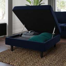 Zoe Square Velvet Footstool with Storage - thumbnail 4
