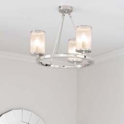 Vogue Easton Ribbed Glass Semi Flush Ceiling Light - thumbnail 1