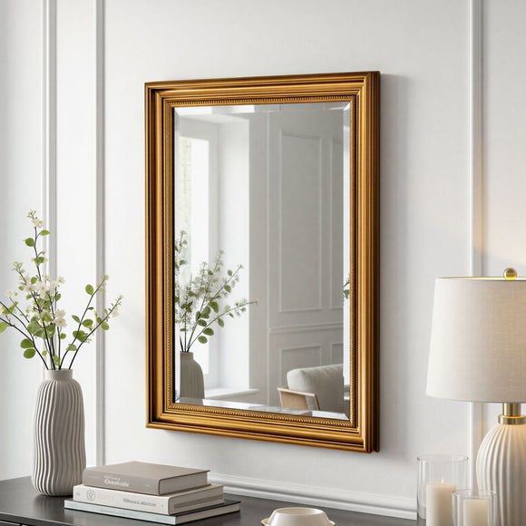Yearn Beaded Classic Framed Bevelled Rectangle Wall Mirror - image 1