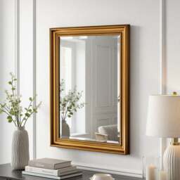 Yearn Beaded Classic Framed Bevelled Rectangle Wall Mirror - thumbnail 1