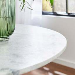 Sascha 4 Seater Round Dining Table, Marble - thumbnail 4