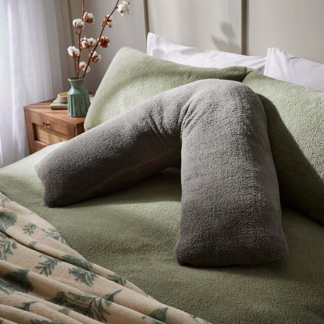 Dunelm Teddy Bear Charcoal Grey V Shaped Pillowcase Teddy Charcoal
