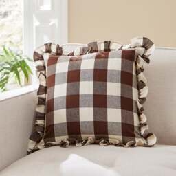 Frilled Check Cushion Pinecone - thumbnail 1