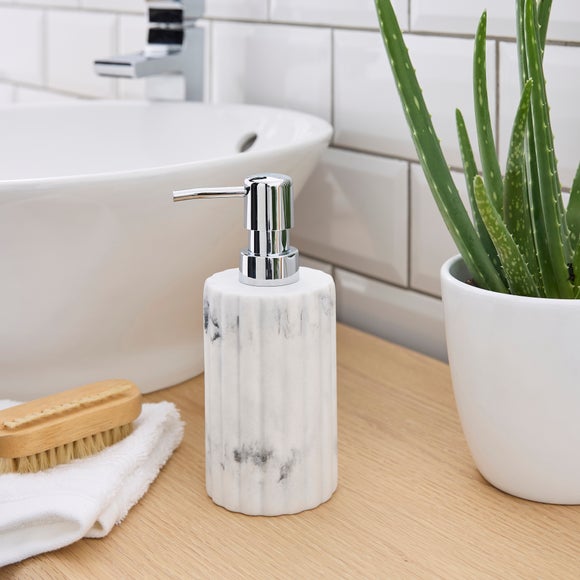 Marble Effect Ribbed Resin Soap Dispenser - image 1