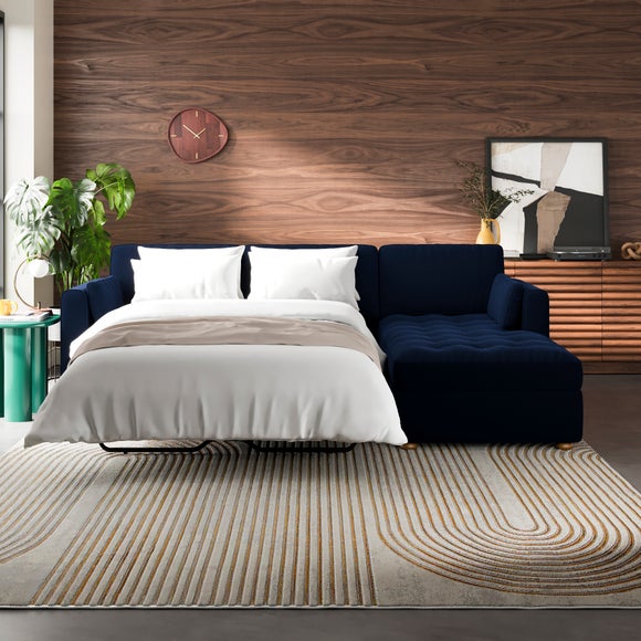 Zoe II Velvet 3 Seater Corner Storage Double Sofa Bed - image 1