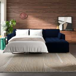Zoe II Velvet Corner Storage Sofa Bed - thumbnail 1