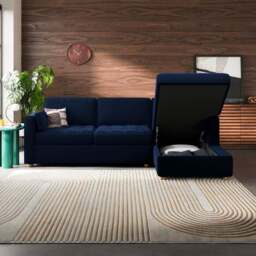Zoe II Velvet Corner Storage Sofa Bed - thumbnail 3