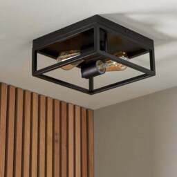 London Industrial Bathroom 2 Light Flush Ceiling Light - thumbnail 2
