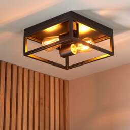 London Industrial Bathroom 2 Light Flush Ceiling Light - thumbnail 1