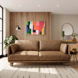 Armitage Soft Faux Leather 3 Seater Sofa with Ball Feet