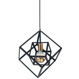 Alessio Matt Black Metal Cube Pendant Light - thumbnail 3