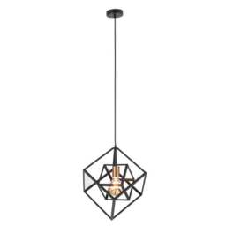 Alessio Matt Black Metal Cube Pendant Light - thumbnail 2