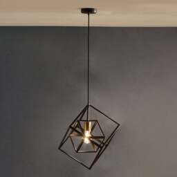 Alessio Matt Black Metal Cube Pendant Light - thumbnail 1