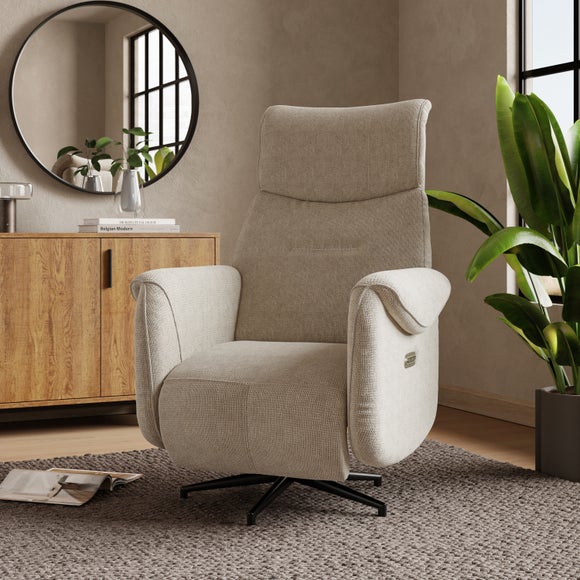 Silas Fabric Recline Swivel Chair by Dunelm