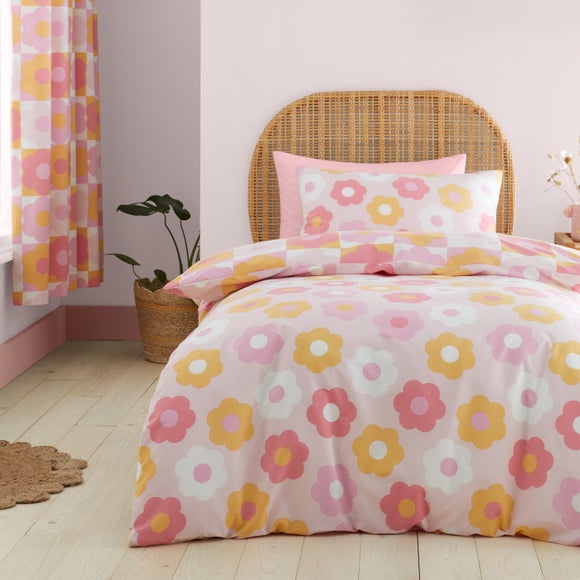 Catherine Lansfield Retro Daisy Duvet Cover and Pillowcase Set - image 1