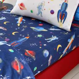 Set of 2 Space 100% Cotton Fitted Sheets - thumbnail 1