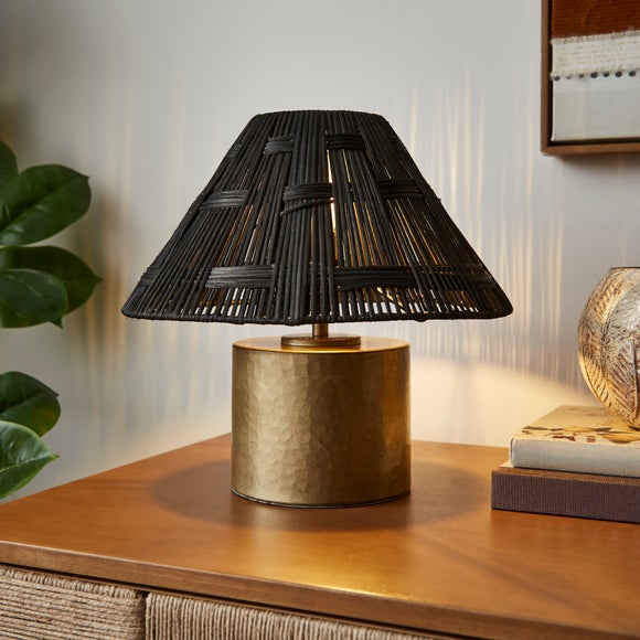 Chunky Metal & Rattan Table Lamp - image 1