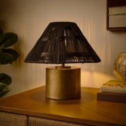 Chunky Metal & Rattan Table Lamp - thumbnail 2