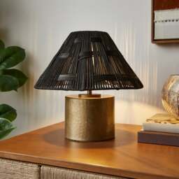 Chunky Metal & Rattan Table Lamp