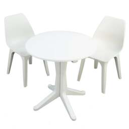 Levante 2 Seater White Bistro Set with Eolo Chairs - thumbnail 1