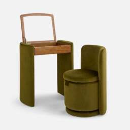 Frankie Velvet Compact Dressing Table Set with Mirror and Stool - thumbnail 6