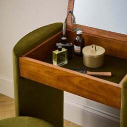 Frankie Velvet Compact Dressing Table Set with Mirror and Stool - thumbnail 4
